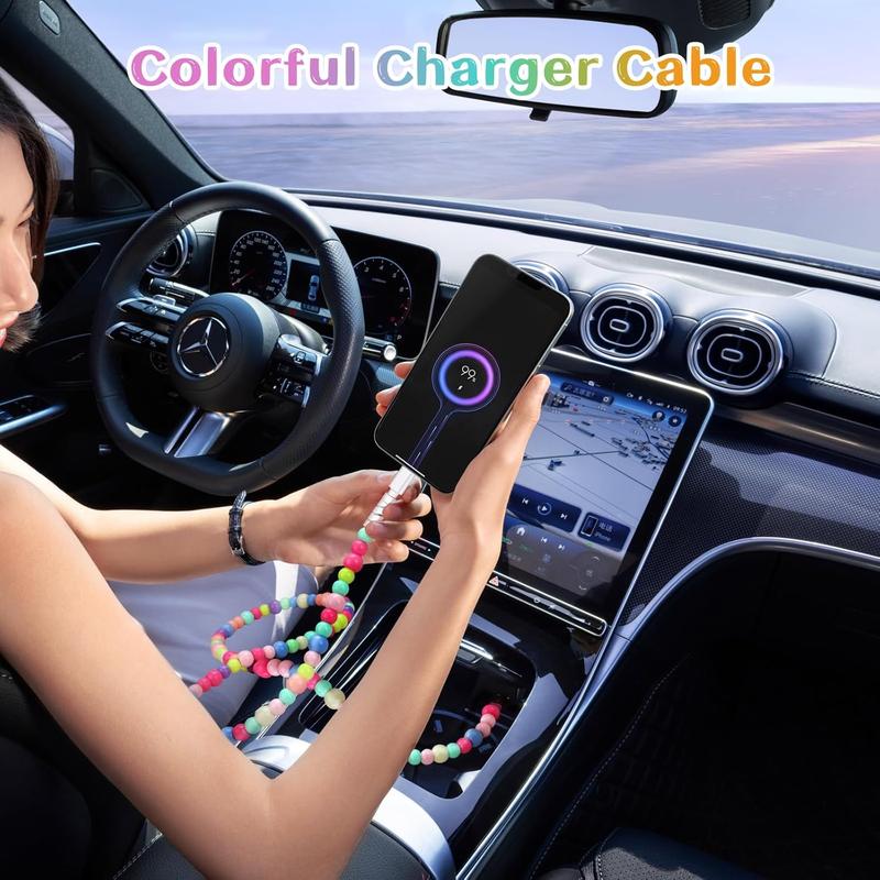 🌈Beaded Charging Cords - Fit for all device USBC & Lightening 4-in-1 USB-C Cable