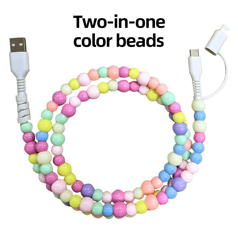 🌈Beaded Charging Cords - Fit for all device USBC & Lightening 4-in-1 USB-C Cable