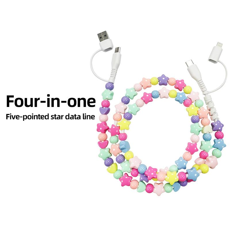 🌈Beaded Charging Cords - Fit for all device USBC & Lightening 4-in-1 USB-C Cable