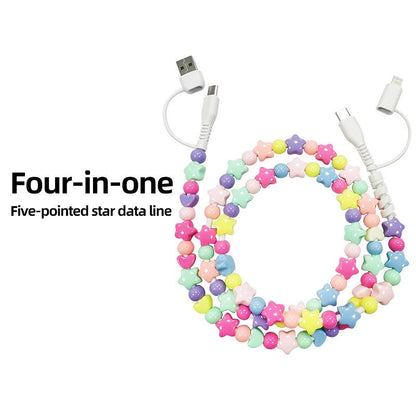 🌈Beaded Charging Cords - Fit for all device USBC & Lightening 4-in-1 USB-C Cable
