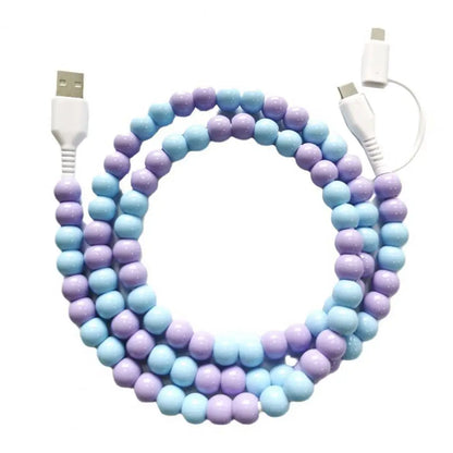 🌈Beaded Charging Cords - Fit for all device USBC & Lightening 4-in-1 USB-C Cable