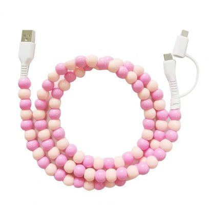 🌈Beaded Charging Cords - Fit for all device USBC & Lightening 4-in-1 USB-C Cable