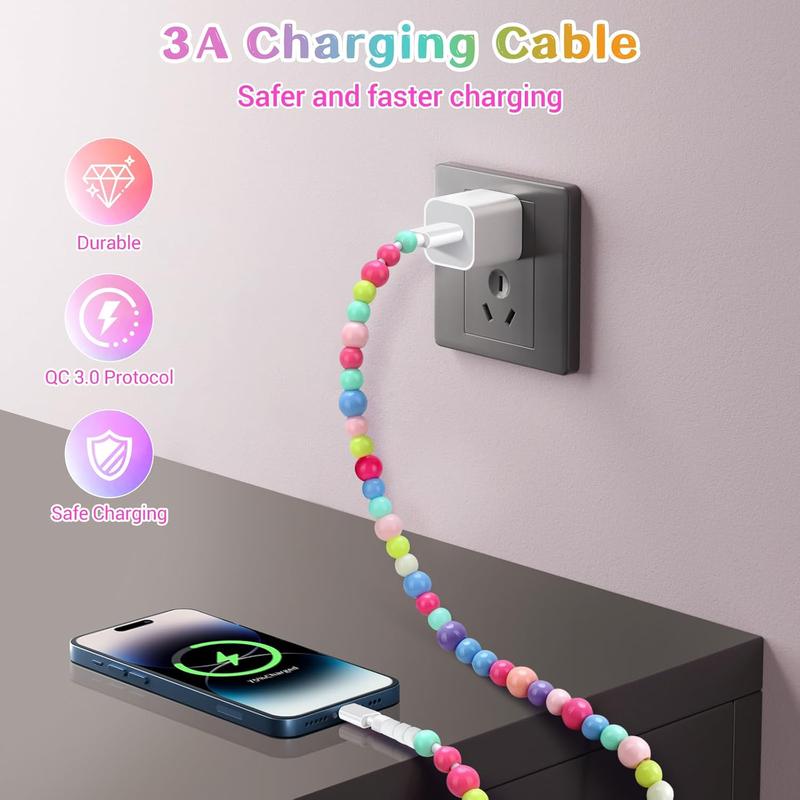 🌈Beaded Charging Cords - Fit for all device USBC & Lightening 4-in-1 USB-C Cable