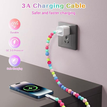 🌈Beaded Charging Cords - Fit for all device USBC & Lightening 4-in-1 USB-C Cable