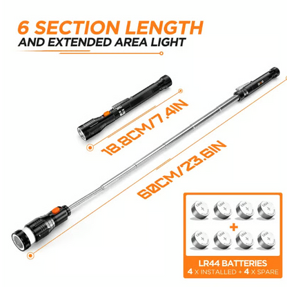 🧲Telescoping Magnetic Pickup Tool – 🔦 LED Light • Strong Magnet • Extendable • Portable