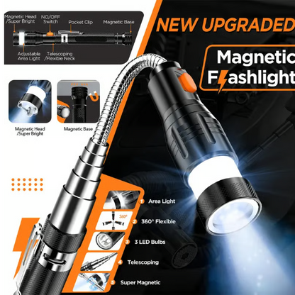 🧲Telescoping Magnetic Pickup Tool – 🔦 LED Light • Strong Magnet • Extendable • Portable
