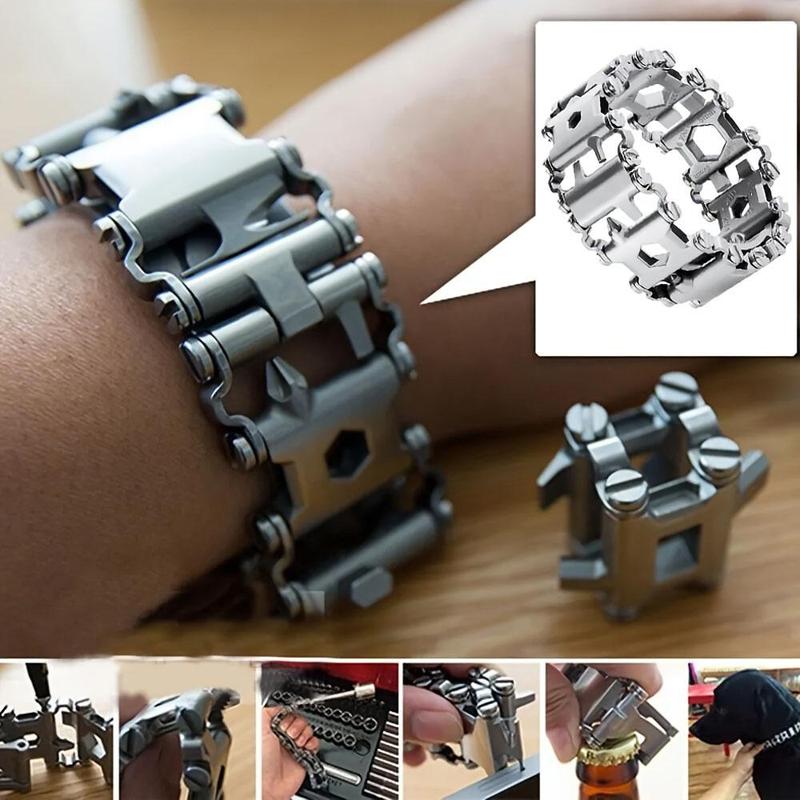 Multifunctional Stainless Steel Bracelet, 1 Count Outdoor Tool Bracelet, Metal Jewelry For Men, Sports & Outdoor Accessories