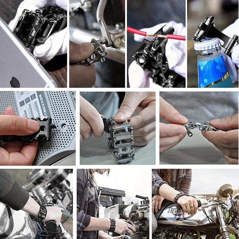 Multifunctional Stainless Steel Bracelet, 1 Count Outdoor Tool Bracelet, Metal Jewelry For Men, Sports & Outdoor Accessories