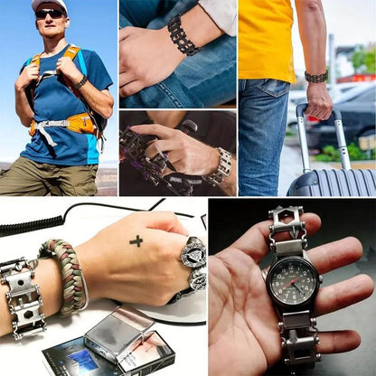 Multifunctional Stainless Steel Bracelet, 1 Count Outdoor Tool Bracelet, Metal Jewelry For Men, Sports & Outdoor Accessories