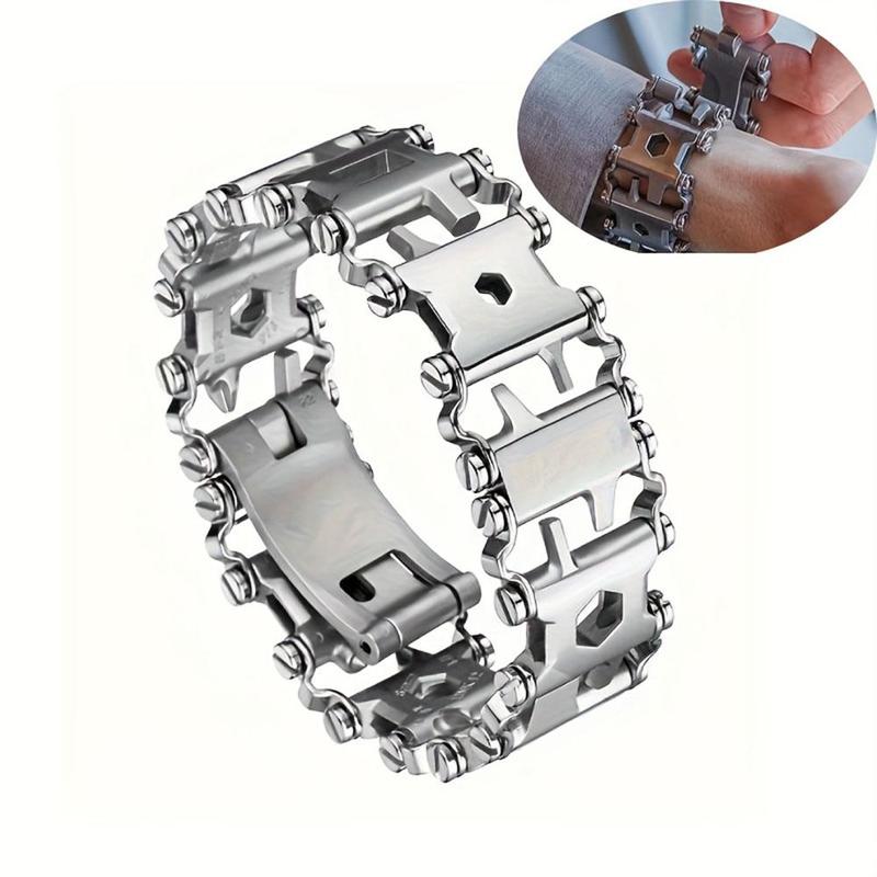 Multifunctional Stainless Steel Bracelet, 1 Count Outdoor Tool Bracelet, Metal Jewelry For Men, Sports & Outdoor Accessories